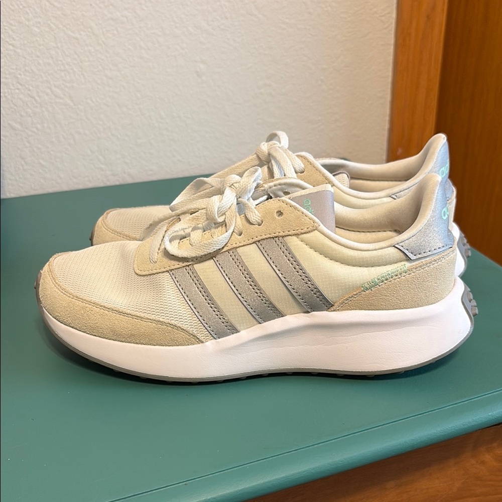 Adidas Women's Cream and Gray Sneakers